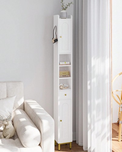 White tall narrow bathroom - white,